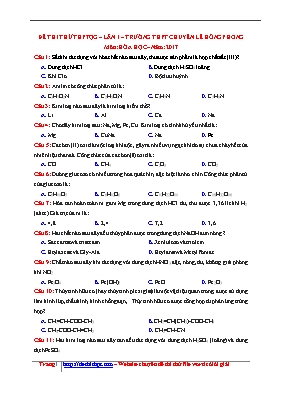 Đề thi thử Trung học phổ thông Quốc gia lần 1 môn Hóa học năm 2017 - Trường THPT chuyên Lê Hồng Phong (Có đáp án)